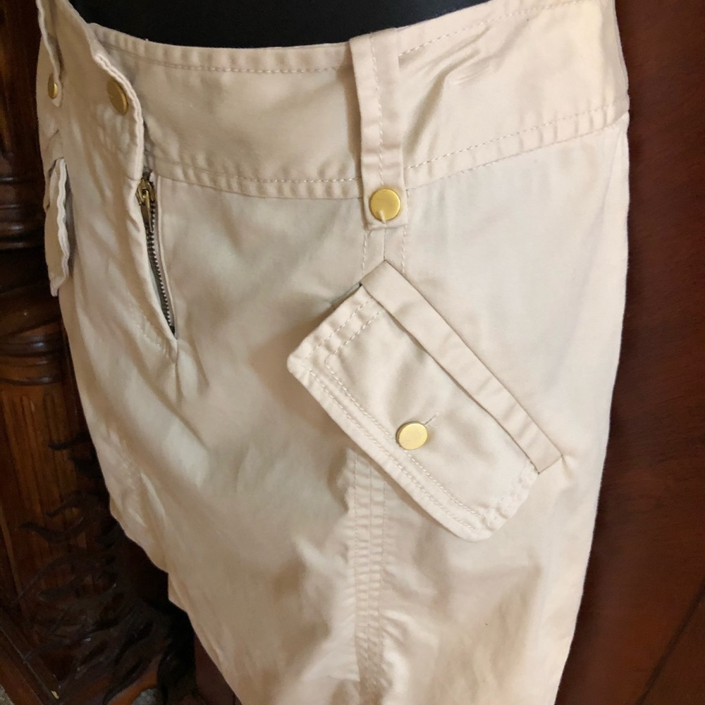 August Silk Skirt size 4 cream asymmetrical pocket